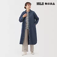 【MUJI 無印良品】女水洗丹寧長袖襯衫式洋裝 L 藍色