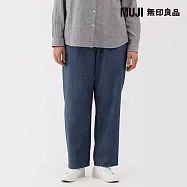 【MUJI 無印良品】女水洗丹寧舒適錐形褲 L 藍色