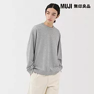 【MUJI 無印良品】男輕量裏毛圓領長袖T恤 S 灰色