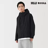 【MUJI 無印良品】男撥水加工連帽風衣外套 L 黑色