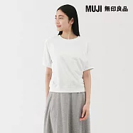 【MUJI 無印良品】女輕量裏毛圓領短袖T恤 S 柔白