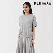 【MUJI 無印良品】女輕量裏毛圓領短袖T恤 M 灰色