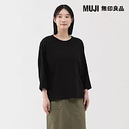 【MUJI 無印良品】女輕量裏毛七分袖套衫 M 黑色