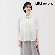 【MUJI 無印良品】女涼感標準領短袖襯衫 S 白色