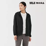 【MUJI 無印良品】女撥水加工可攜式連帽外套 M 黑色