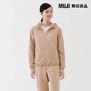 【MUJI 無印良品】女撥水加工可攜式連帽外套 XL 淺粉