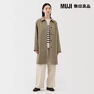 【MUJI 無印良品】女撥水加工折領大衣 L 米色
