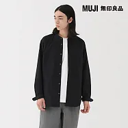 【MUJI 無印良品】男水洗平織布立領長袖襯衫 XL 黑色