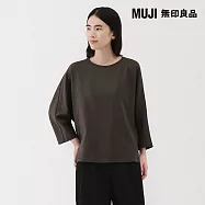 【MUJI 無印良品】女輕量裏毛七分袖套衫 M 墨灰