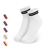 【MORINO 摩力諾】台灣製 4+1雙組-柔適棉足弓運動襪-短襪 台灣製 (白底-條紋隨機4雙)(贈亮彩隨機1雙) 白底-線條隨機