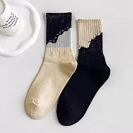 【AnZa】印花學生襪AB襪中筒襪短襪 不對襯字母襪(黑色)