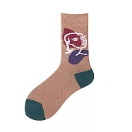 【AnZa】印花學生襪AB襪中筒襪短襪 抽象藝術-H款(芋紫)