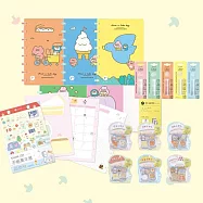 TO NOTE Lite A5 趣味筆記組(封面-轉圈圈+裝訂環15mm-綠+橫線內頁+手帳萬年曆+趣味學校午餐便利貼-燉咖哩飯)