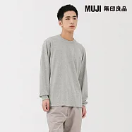 【MUJI 無印良品】男水洗粗織圓領長袖T恤 L 灰色