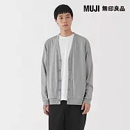 【MUJI 無印良品】男天竺V領開襟衫 S 灰色