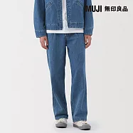 【MUJI 無印良品】男吉貝木棉混丹寧工作褲 S 藍色