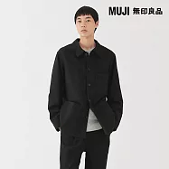 【MUJI 無印良品】男吉貝木棉混厚織斜紋外套 S 黑色