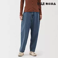 【MUJI 無印良品】女吉貝木棉混丹寧繭型褲 S 淺藍
