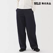 【MUJI 無印良品】女吉貝木棉混丹寧寬版錐形褲 L 暗藍