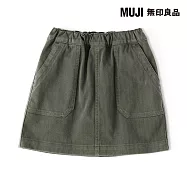 【MUJI 無印良品】兒童縱橫彈性人字紋裙 130 深綠