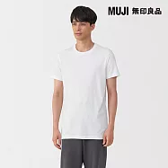 【MUJI 無印良品】男無側縫圓領短袖T恤/2入 S 白色