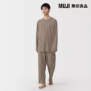【MUJI 無印良品】男柔滑長袖家居睡衣 L 摩卡棕