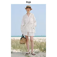 ltyp旅途原品 法國進口100%亞麻文藝小衫 M L M 月牙白