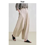 ltyp旅途原品 天絲亞麻立體O型褲 文藝通勤鬆弛闊腿休閒褲女夏季 M L M 燕麥色