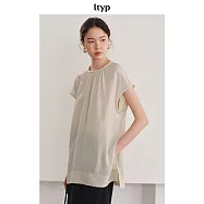 ltyp旅途原品 100%銅氨絲文藝小衫女夏季新款極簡優雅休閒短袖上衣 M L M 杏仁米