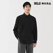 【MUJI 無印良品】男棉混羊毛法蘭絨長袖襯衫 S 黑色