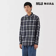 【MUJI 無印良品】男雙面起毛法蘭絨長袖襯衫 S 藍格紋