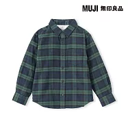【MUJI 無印良品】兒童雙面起毛法蘭絨標準領長袖襯衫 110 暗藍格紋