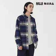 【MUJI 無印良品】男雙面起毛法蘭絨襯衫式外套 S 藍格紋