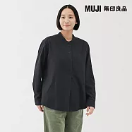 【MUJI 無印良品】女雙面起毛法蘭絨立領長袖套衫 S 暗藍
