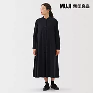 【MUJI 無印良品】女雙面起毛法蘭絨立領長袖洋裝 S 暗藍