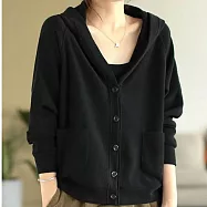 【ACheter】 簡約連帽米尼純棉長袖外套# 125989 M 黑色