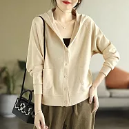 【ACheter】 簡約連帽米尼純棉長袖外套# 125989 2XL 杏色