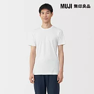 【MUJI 無印良品】男棉保暖圓領短袖T恤 M 白色