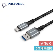 POLYWELL 寶利威爾 3米 PW15-W45-A420 USB3.0 USB-C to A 18W 5Gbps 傳輸線 3M