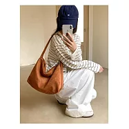 O-ni O-ni全新品精選優質皮革磨砂麂皮大容量鬆弛感百搭大包包熱賣款(品質保證)(bag-6136) 棕色