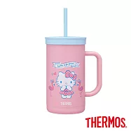 【THERMOS 膳魔師】可進洗碗機 Hello Kitty 不鏽鋼真空吸管杯-(夏日貝殼篇)(TKHA-720KT-SS)