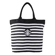 [星巴克]黑女神條紋混紡提袋