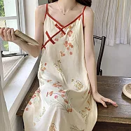 【AnZa】中式帶胸墊居家服睡衣連身裙(5色) FREE 桔紅兔子