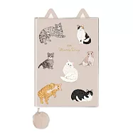 【日本A.P.J】2026 附貓咪墊板月記事手帳A6變型 ‧ 灰米色