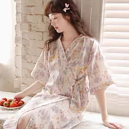 【AnZa】日式和服棉料碎花居家睡衣睡袍(3色) FREE 薰衣草紫