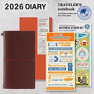 【獨家套組】TRC Traveler’s Notebook 2026月間手帳限定組合- 一般尺寸(酒紅)