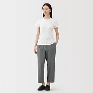 【MUJI 無印良品】女透氣彈性泡泡紗舒適錐形褲 M 深灰