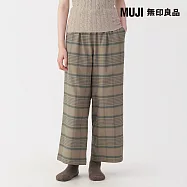 【MUJI 無印良品】女法蘭絨長褲 S 摩卡棕格紋