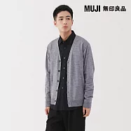 【MUJI 無印良品】男水洗羊毛高密織V領開襟衫 S 灰色