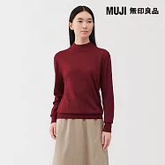 【MUJI 無印良品】女水洗羊毛高密織半高領針織衫 S 紅色